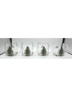 12 Ounce Glassware Mug Christmas Tree by Spode Set of 4 Pattern Code: SP CHT